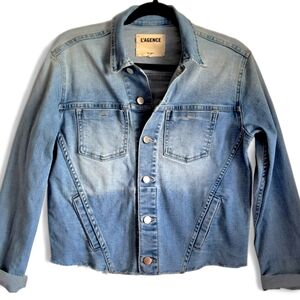 L'Agence Janelle Slim Raw-Edge Denim Jacket Women's Large